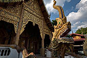 Chiang Mai - The Wat Lam Chang, Makkara-Naga guardian of the Wihan.